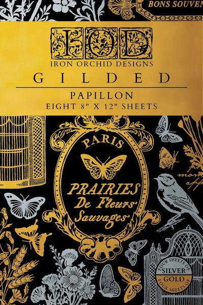 Iron Orchid Designs Transfer - Papillion Gold and Silver Foil