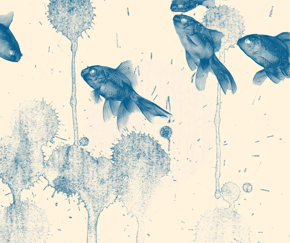 Blue Fish  MINT Decoupage Paper