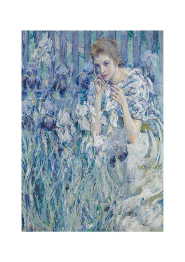 Woman with Irisis  MINT Decoupage Paper