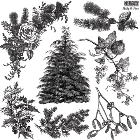 Iron Orchid Designs Stamp - Holly and Pine